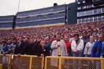25 Oct 1992: FANS AT LAMBEAU FIELD, HOME OF THE GREEN BAY PACKERS, STAND FOR THE NATIOANL ANTHEM PRIOR TO THE PACKERS GAME WITH THE CHICAGO BEARS.