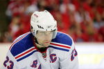 WASHINGTON - APRIL 24:  Chris Drury #23 of the New York Rangers during looks on prior to a face off against the Washington Capitals Game Five of the Eastern Conference Quarterfinal Round of the 2009 Stanley Cup Playoffs on April 24, 2009 at the Verizon Center in Washington,  DC.  (Photo by Len Redkoles/Getty Images)