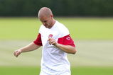 ST ALBANS, ENGLAND - AUGUST 17:  Philippe Senderos warms up during an Arsenal training session prior to Tuesday's Champions League fixture against Celtic at London Colney training ground on August 17, 2009 in St Albans, England. (Photo by Tom Dulat/Getty Images)