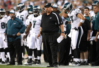 PHILADELPHIA, PA - AUGUST 27:  Head coach Andy Reid of the Philadelphia Eagles watches the action during the preseason game against the Jacksonville Jaguars at Lincoln Financial Field on August 27, 2009 in Philadelphia, Pennsylvania.  (Photo by Jim McIsaac/Getty Images)