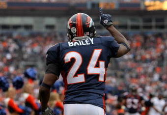DENVER - SEPTEMBER 23:  Champ Bailey #24 of the Denver Broncos runs onto the field before the game against the Jacksonville Jaguars at Invesco Field at Mile High on September 23, 2007 in Denver, Colorado. The Jaguars won 23-14. (Photo by Doug Pensinger/Getty Images)