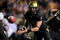 BOULDER, CO - OCTOBER 04:  Quarterback Cody Hawkins #7 of the Colorado Buffaloes runs the offense against the Texas Longhorns at Folsom Field on October 4, 2008 in Boulder, Colorado. Texas defeated Colorado 38-14.  (Photo by Doug Pensinger/Getty Images)