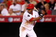ANAHEIM, CA - AUGUST 29:  Chone Figgins #9 of the Los Angeles Angels of Anaheim bats against the Oakland Athletics at Angel Stadium on August 29, 2009 in Anaheim, California. The Athletics defeated the Angels 4-3.  (Photo by Jeff Gross/Getty Images)