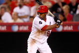 ANAHEIM, CA - AUGUST 29:  Chone Figgins #9 of the Los Angeles Angels of Anaheim bats against the Oakland Athletics at Angel Stadium on August 29, 2009 in Anaheim, California. The Athletics defeated the Angels 4-3.  (Photo by Jeff Gross/Getty Images)