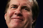 JACKSONVILLE, FL - FEBRUARY 4:  Bill Belichick, head coach of the New England Patriots, speaks at a pre Superbowl press conference February 4, 2005 at the Prime F. Osborn Convention Center in Jacksonville, Florida.  (Photo by Al Bello/Getty Images)