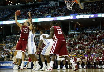MEMPHIS, TN - MARCH 29:  Blake Griffin #23 of the Oklahoma Sooners goes up for a shot against Deon Thompson #21 of the North Carolina Tar Heels during the NCAA Men's Basketball Tournament South Regional Final at the FedExForum on March 29, 2009 in Memphis, Tennessee. The Tar Heels defeated the Sooners 72-60 to advance to the Final Four.  (Photo by Joe Murphy/Getty Images)
