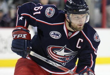 COLUMBUS, OHIO - APRIL 23:  Rick Nash #61 of the Columbus Blue Jackets skates against the Detroit Red Wings during Game Four of the Western Conference Quarterfinals of the 2009 Stanley Cup Playoffs on April 23, 2009 at the Nationwide Arena in Columbus, Ohio. The Red Wings defeated the Blue Jackets 6-5 on a late goal by Johan Franzen to eliminate the Blue Jackets 4 games to 0. (Photo by Claus Andersen/Getty Images