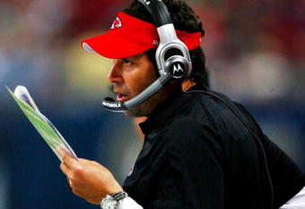 ST. LOUIS, MO - SEPTEMBER 03: Head coach Todd Haley of the Kansas City Chiefs looks on from the sidelines during the preseason game against the St. Louis Rams at the Edward Jones Dome on September 3, 2009 in St. Louis, Missouri. (Photo by Dilip Vishwanat/Getty Images)