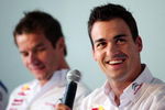 SYDNEY, AUSTRALIA - AUGUST 31:  Dani Sordo (R) of Spain of the Citroen Total World Rally team speaks to the media during a Rally Australia press conference at The Rocks on August 31, 2009 in Sydney, Australia.  (Photo by Matt King/Getty Images)