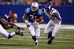 INDIANAPOLIS, IN - AUGUST 14: Running back Donald Brown #31 of the Indianapolis Colts runs with the football against the Minnesota Vikings at Lucas Oil Stadium on August 14, 2009 in Indianapolis, Indiana. (Photo by Scott Boehm/Getty Images)