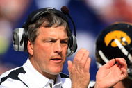 TAMPA, FL - JANUARY 01:  Iowa Hawkeyes head coach Kirk Ferentz is seen during the game against the South Carolina Gamecocks during the Outback Bowl on January 1, 2009 at Raymond James Stadium in Tampa, Florida.  (Photo by Scott Halleran/Getty Images)
