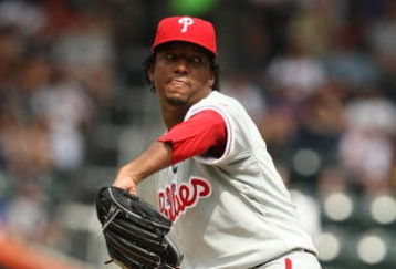 NEW YORK - AUGUST 23:  Pedro Martinez #45 of the Philadelphia Phillies pitches against The New York Mets during their game on August 23, 2009 at Citi Field in the Flushing neighborhood of the Queens borough of New York City.  (Photo by Al Bello/Getty Images)