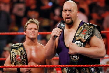 LAS VEGAS - AUGUST 24:  Wrestlers and tag team partners Chris Jericho (L) and Big Show appear in the ring during the WWE Monday Night Raw show at the Thomas & Mack Center August 24, 2009 in Las Vegas, Nevada.  (Photo by Ethan Miller/Getty Images)
