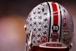 NEW ORLEANS - JANUARY 07:  Detail of Buckeye stickers on the helmet of a Ohio State Buckeyes athlete before the AllState BCS National Championship against the Louisiana State University Tigers on January 7, 2008 at the Louisiana Superdome in New Orleans, Louisiana.  (Photo by Streeter Lecka/Getty Images)