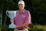 NORTON, MA - SEPTEMBER 07:  Steve Stricker poses with the trophy after winning the Deutsche Bank Championship at TPC Boston held on September 7, 2009 in Norton, Massachusetts.  (Photo by Michael Cohen/Getty Images)