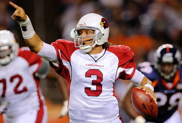 DENVER - SEPTEMBER 3: Quarterback Tyler Palko #3 of the Arizona Cardinals points down field as he looks for a receiver during the NFL preseason game against the Denver Broncos at Invesco Field at Mile High on September 3, 2009 in Denver, Colorado.  The Broncos defeated the Cardinals 19-0.  (Photo by Doug Pensinger/Getty Images)