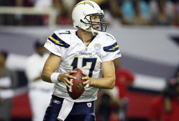 ATLANTA - AUGUST 29:  Quarterback Philip Rivers #17 of the San Diego Chargers drops back to pass during the game against the Atlanta Falcons at the Georgia Dome on August 29, 2009 in Atlanta, Georgia.  The Falcons beat the Chargers 27-24.  (Photo by Mike Zarrilli/Getty Images)