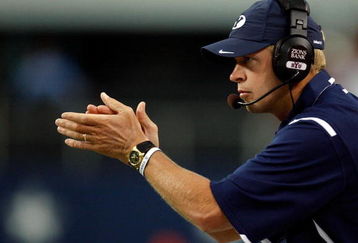 ARLINGTON, TX - SEPTEMBER 05:  Head coach Bronco Mendenhall of the Brigham Young Cougars at Cowboys Stadium on September 5, 2009 in Arlington, Texas.  (Photo by Ronald Martinez/Getty Images)