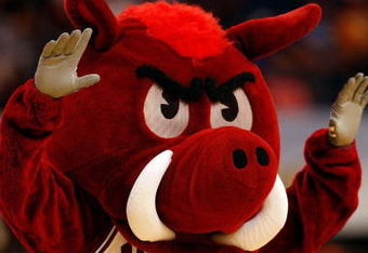 TAMPA, FL - MARCH 12:  The Mascot of the Arkansas Razorbacks cheers during the game against the Florida Gators during the first round of the SEC Men's Basketball Tournament on March 12, 2009 at The St. Pete Times Forum in Tampa, Florida.  (Photo by Chris Graythen/Getty Images)