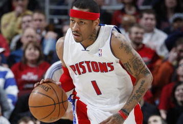 CLEVELAND - FEBRUARY 22:  Allen Iverson #1 of the Detroit Pistons brings the ball up court against the Cleveland Cavaliers on February 22, 2009 at the Quicken Loans Arena in Cleveland, Ohio. Cleveland won the game 99-78. NOTE TO USER: User expressly acknowledges and agrees that, by downloading and or using this photograph, User is consenting to the terms and conditions of the Getty Images License Agreement.  (Photo by Gregory Shamus/Getty Images)
