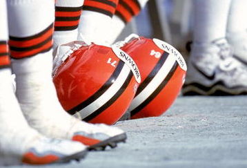 5 Dec 1999: A view of the Cleveland Browns helmets during a game against the San Diego Chargers at the Qualcomm Stadium in San Diego, California. The Chargers defeated the Browns 23-10. Mandatory Credit: Tom Hauck  /Allsport