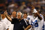 MINNEAPOLIS, MN - SEPTEMBER 4:  Head coach Wade Phillips of the Dallas Cowboys signals a play from the sidelines during action against the Minnesota Vikings at Hubert H. Humphrey Metrodome on September 4, 2009 in Minneapolis, Minnesota. The Cowboys defeated the Vikings 35-31. (Photo by Scott Boehm/Getty Images)