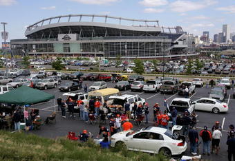 DENVER - SEPTEMBER 14:  The parking lots start to fill and fans tailgate prior to the game as the San Diego Chargers face the Denver Broncos during NFL action at Invesco Field at Mile High on September 14, 2008 in Denver, Colorado.  (Photo by Doug Pensinger/Getty Images)