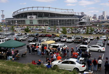 DENVER - SEPTEMBER 14:  The parking lots start to fill and fans tailgate prior to the game as the San Diego Chargers face the Denver Broncos during NFL action at Invesco Field at Mile High on September 14, 2008 in Denver, Colorado.  (Photo by Doug Pensinger/Getty Images)
