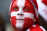 HELSINKI, FINLAND - AUGUST 26:  A Danish fan looks on during the UEFA Women's Euro 2009 group A preliminary match between Ukraine and Denmark at the Helsinki football stadium on August 26, 2009 in Helsinki, Finland.  (Photo by Ian Walton/Getty Images)