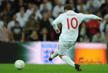 LONDON - SEPTEMBER 09:   Wayne Rooney of England scores his team's fifth goal during the FIFA 2010 World Cup Group 6 Qualifying match between England and Croatia at Wembley Stadium on September 9, 2009 in London, England. (Photo by Shaun Botterill/Getty Images)