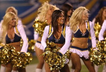 SAN DIEGO - SEPTEMBER 04:  The Chargers Girls cheerleaders perform duing the game between the San Diego Chargers and the San Francisco 49ers on September 4, 2009 at Qualcomm Stadium in San Diego, California.   The Chrgers won 26-7.  (Photo by Stephen Dunn/Getty Images)
