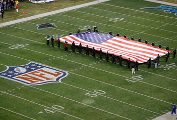 CHARLOTTE, NC - DECEMBER 08:  A general view of the american flag on the field before the game between the Carolina Panthers and the Tampa Bay Buccaneers at Bank of America Stadium on December 8, 2008 in Charlotte, North Carolina. (Photo by Streeter Lecka/Getty Images)