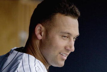 TAMPA, FL - FEBRUARY 25:  Derek Jeter #2 of the New York Yankees in the dugout during practice on February 25, 2003 at Legends Field in Tampa, Florida. (Photo by Ezra Shaw/Getty Images)