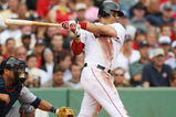 BOSTON - AUGUST 13:  Victor Martinez #41 of the Boston Red Sox swings at the pitch during the game against the Detroit Tigers at Fenway Park on August 13, 2009 in Boston, Massachusetts. (Photo by Elsa/Getty Images)