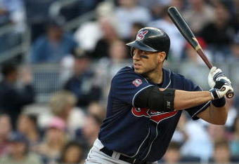 NEW YORK - APRIL 18:  Travis Hafner #48 of the Cleveland Indians at bat against the New York Yankees at Yankee Stadium on April 18, 2009 in the Bronx borough of New York City.  (Photo by Nick Laham/Getty Images)