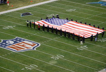CHARLOTTE, NC - DECEMBER 08:  A general view of the american flag on the field before the game between the Carolina Panthers and the Tampa Bay Buccaneers at Bank of America Stadium on December 8, 2008 in Charlotte, North Carolina. (Photo by Streeter Lecka/Getty Images)