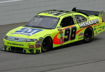 HAMPTON, GA - SEPTEMBER 05:  Paul Menard, driver of the #98 Johns Manville/Menards Ford, practices for the NASCAR Sprint Cup Series Pep Boys Auto 500 at Atlanta Motor Speedway on September 5, 2009 in Hampton, Georgia.  (Photo by Todd Warshaw/Getty Images)
