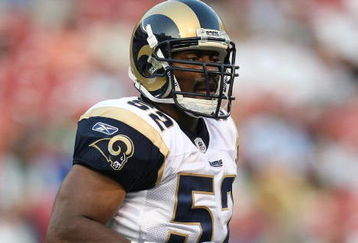 EAST RUTHERFORD, NJ - AUGUST 14:  Chris Draft #52 of the St. Louis Rams runs from the field against the New York Jets during their preseason game at Giants Stadium on August 14, 2009  in East Rutherford, New Jersey.  (Photo by Nick Laham/Getty Images)