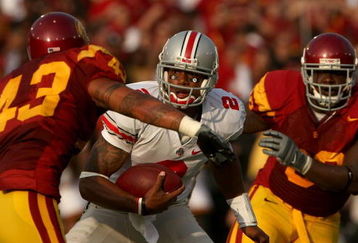 LOS ANGELES, CA - SEPTEMBER 13:  Terrelle Pryor #2 of the Ohio State Buckeyes runs the ball against the USC Trojans during the college football game at the Los Angeles Memorial Coliseum on September 13, 2008 in Los Angeles, California.  (Photo by Stephen Dunn/Getty Images)
