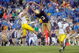 SOUTH BEND,IN - SEPTEMBER 13:  Morgan Trent #14 of the Michigan Wolverines reaches for the ball against Michael Floyd #3 of the Notre Dame Fighting Irish on September 13, 2008 at Notre Dame Stadium in South Bend, Indiana. (Photo by: Gregory Shamus/Getty Images)