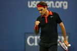 NEW YORK - SEPTEMBER 02:  Roger Federer of Switzerland reacts to a point against Simon Greul of Germany during day three of the 2009 U.S. Open at the USTA Billie Jean King National Tennis Center on September 2, 2009 in Flushing neighborhood of the Queens borough of New York City.  (Photo by Matthew Stockman/Getty Images)