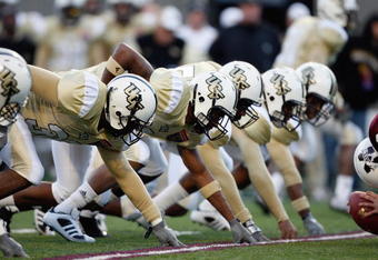 MEMPHIS, TN - DECEMBER 29: The UCF Knights line up against the Mississippi State Bulldogs on December 29, 2007 at the Liberty Bowl Memorial Stadium in Memphis, Tennessee. The Bulldogs beat the Knights 10-3. (Photo by Joe Murphy/Getty Images)