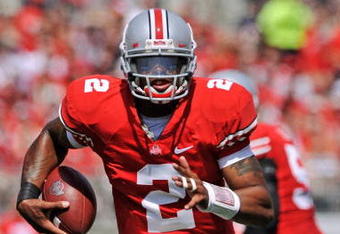 COLUMBUS, OH - SEPTEMBER 05:  Quarterback Terrelle Pryor #2 of the Ohio State Buckeyes runs with the ball against the Navy Midshipmen at Ohio Stadium on September 5, 2009 in Columbus, Ohio.  (Photo by Jamie Sabau/Getty Images)