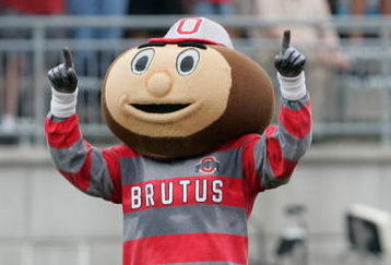 COLUMBUS, OH - SEPTEMBER 8:  The Ohio State Buckeyes mascot Brutus Buckeye cheers during the game against the Akron Zips at Ohio Stadium on September 8, 2007 in Columbus, Ohio. Ohio State won 20-2. (Photo by David Maxwell/Getty Images)