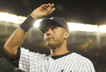 NEW YORK - SEPTEMBER 09: Derek Jeter #2 of the New York Yankees waves to the crowd at the end of the game against the Tampa Bay Rays on September 9, 2009 at Yankee Stadium in the Bronx borough of New York City. Jeter got his 2,721st base hit, tying Lou Gehrig's all-time club record. (Photo by Jared Wickerham/Getty Images)