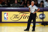 LOS ANGELES, CA - JUNE 15:  Referee Dick Bavetta looks on during Game Five of the 2008 NBA Finals on June 15, 2008 at Staples Center in Los Angeles, California. NOTE TO USER: User expressly acknowledges and agrees that, by downloading and/or using this Photograph, user is consenting to the terms and conditions of the Getty Images License Agreement.  (Photo by Stephen Dunn/Getty Images)