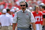 COLUMBUS, OH - SEPTEMBER 05:  Head coach Jim Tressel of the Ohio State Buckeyes patrols the sideline during a game against the Navy Midshipmen at Ohio Stadium on September 5, 2009 in Columbus, Ohio.  (Photo by Jamie Sabau/Getty Images)