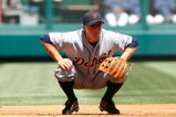 ANAHEIM, CA - AUGUST 26:  Brandon Inge #15 of the Detroit Tigers looks on against the Los Angeles Angels of Anaheim at Angel Stadium on August 26, 2009 in Anaheim, California.  (Photo by Jeff Gross/Getty Images)