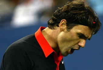 NEW YORK - SEPTEMBER 09:  Roger Federer of Switzerland celebrates a point against Robin Soderling of Sweden during day ten of the 2009 U.S. Open at the USTA Billie Jean King National Tennis Center on September 9, 2009 in the Flushing neighborhood of the Queens borough of New York City.  (Photo by Chris McGrath/Getty Images)