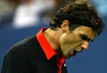 NEW YORK - SEPTEMBER 09:  Roger Federer of Switzerland celebrates a point against Robin Soderling of Sweden during day ten of the 2009 U.S. Open at the USTA Billie Jean King National Tennis Center on September 9, 2009 in the Flushing neighborhood of the Queens borough of New York City.  (Photo by Chris McGrath/Getty Images)